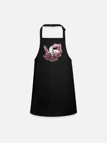 Axolotl Motif Tail Lurch Animal Lover Headphones - Children's Apron - black - Front
