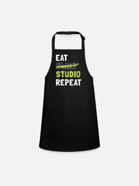 Eat Sleep Studio Repeat - Schürze für Kinder - Schwarz - Vorne