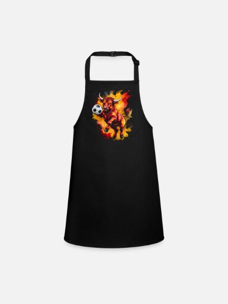 Bull Football Colorful Spain Animal Design Print - Children's Apron - black - Front