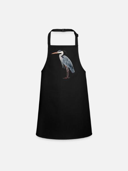 Heron Reiher - Children's Apron - black - Front