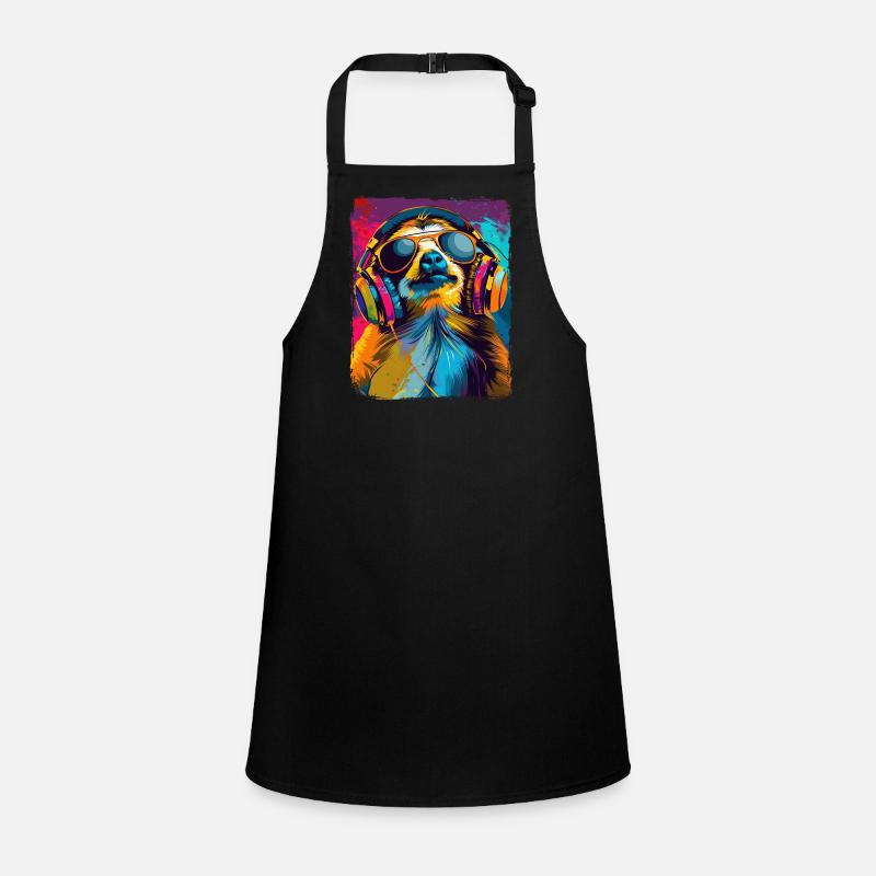 DJ Sloth With Headphones EDM Music Techno Children's Apron