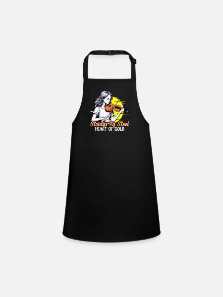 Fiddle Strings Of Steel Heart Of Gold Music Lover - Children's Apron - black - Front