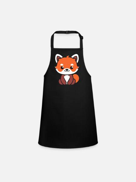 Panda roux - Tablier Enfant - noir - Devant
