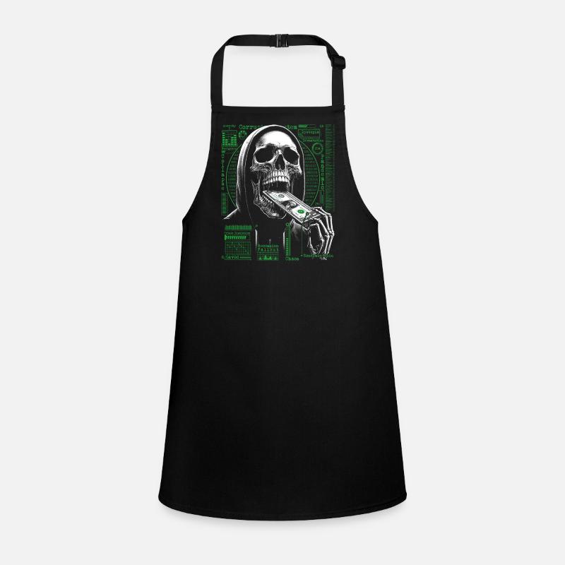 Hacker Skull Eating Dollar - Anarchy & Corruption Children's Apron