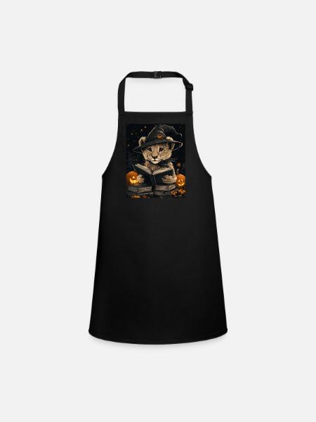 Halloween Cadeau Femmes Lion Hommes Enfants Décoration - Tablier Enfant - noir - Devant