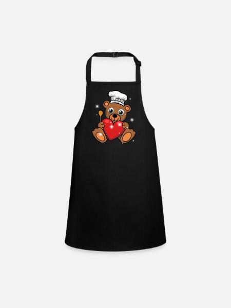 Ours en peluche Cuisinier Cuisinier Cuisinier - Tablier Enfant - noir - Devant