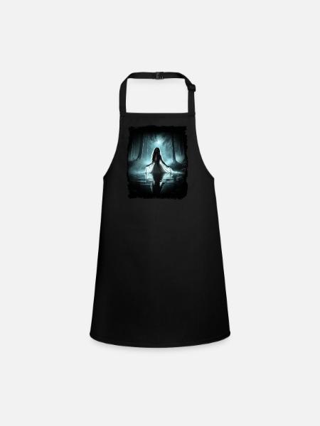 Undine - a beautiful demon comes out of the water - Children's Apron - black - Front