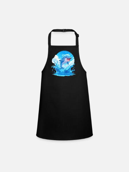Dolphin Delfine Delfin - Schürze für Kinder - Schwarz - Vorne