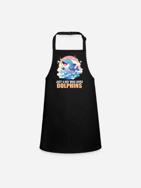 Dolphin Delfine Delfin - Schürze für Kinder - Schwarz - Vorne