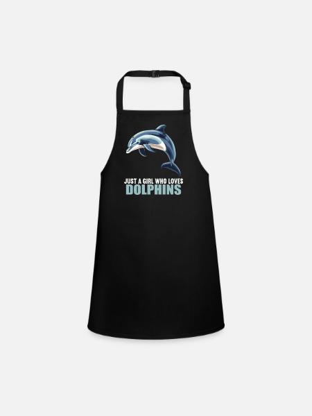 Dolphin Delfine Delfin - Schürze für Kinder - Schwarz - Vorne