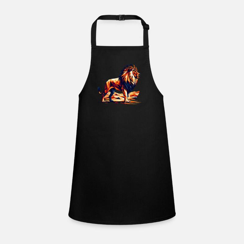 Polygon Lion Design Powerful Lion Geometry Children's Apron