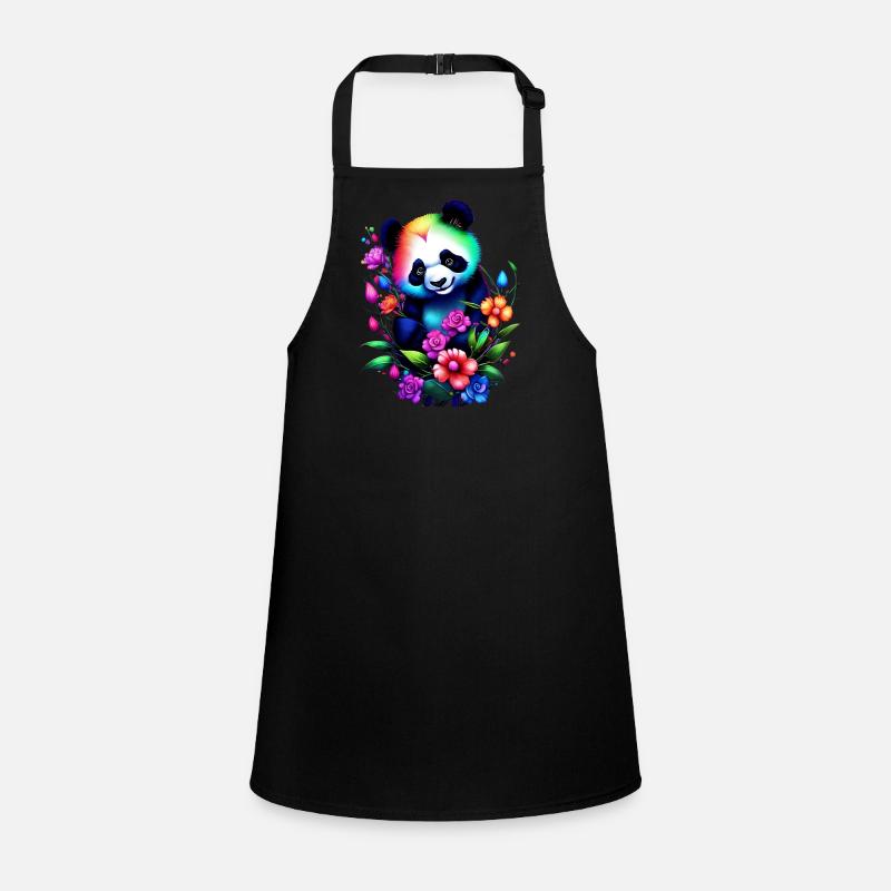 Regenbogenpanda mit Blumen Verträumte Fantasykunst Schürze für Kinder