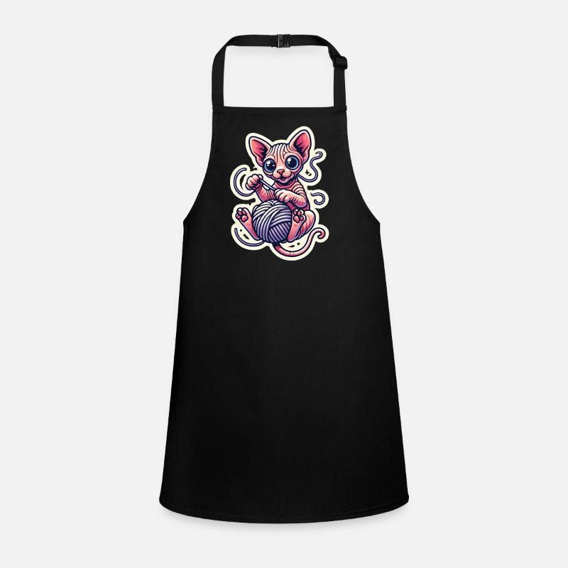 Cute Sphynx Kitten playing with a Yarn Children's Apron