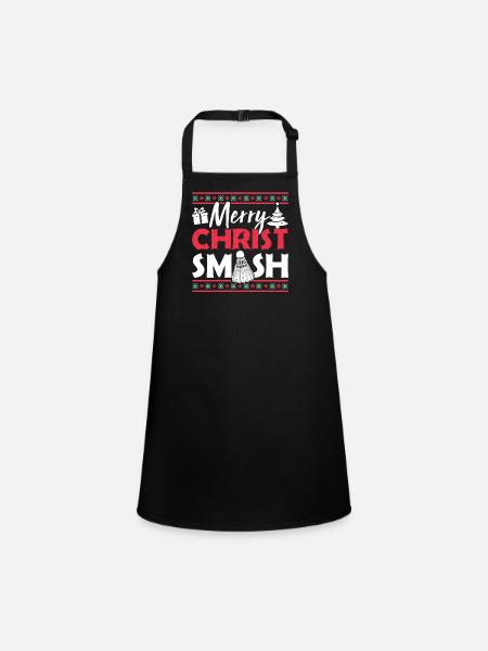 Christmas Badminton Merry Christ Smash - Children's Apron - black - Front