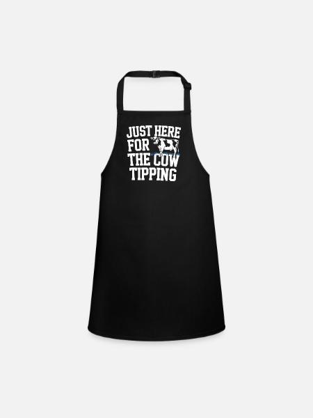 Funny Cow Tipping Joke for Farm Enthusiasts and - Children's Apron - black - Front