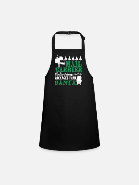Christmas Mail Carrier Delivering More Packages - Children's Apron - black - Front