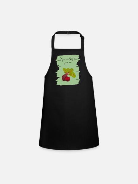 If You Can’t Beet ’Em, Join ’Em – Funny Veggie Art - Children's Apron - black - Front