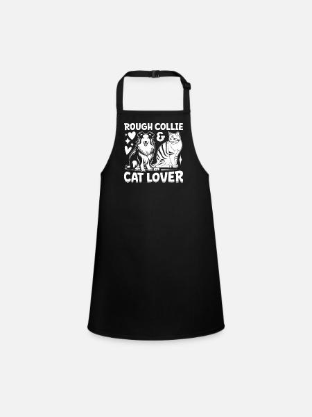 Rough Collie & cat lover - Rough Collie Lover - Children's Apron - black - Front