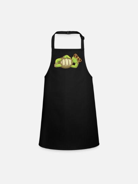 Sea Turtle Ocean Beach Bathing Turtle - Children's Apron - black - Front
