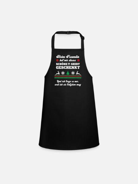 Weihnachten Wichteln Häßliches Weihnachtsshirt - Schürze für Kinder - Schwarz - Vorne
