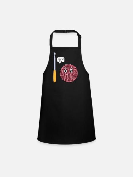 Crochet - Just let me finish this row - Funny Croc - Children's Apron - black - Front