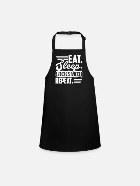 Locksmith Eat Sleep Locksmith Repeat - Children's Apron - black - Front