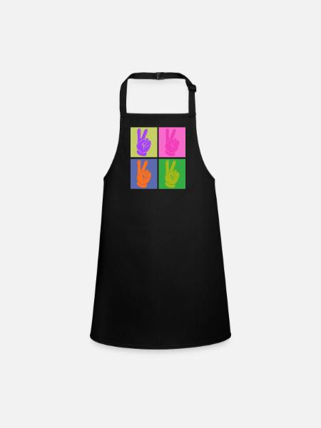 Poignée de paix colorée Pop Art Design - Tablier Enfant - noir - Devant