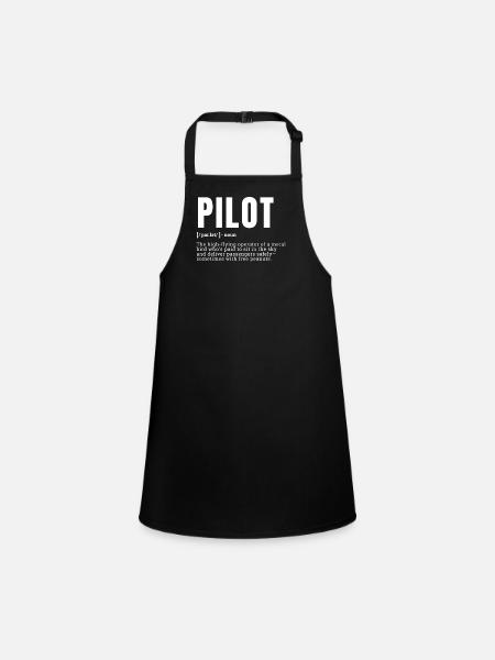Funny Pilot Dictionary Definition Occupation Occup - Children's Apron - black - Front