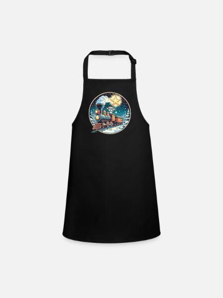 Christmas Mouse Railway Model Railway Kids - Children's Apron - black - Front