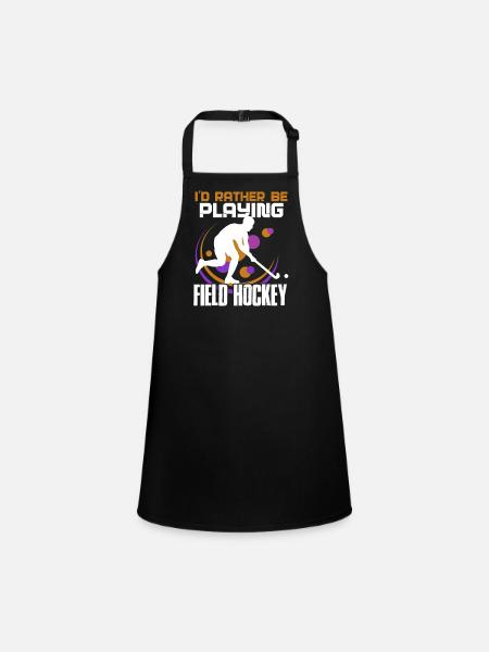 Field Hockey I'd Rather Be Playing Field Hockey - Children's Apron - black - Front