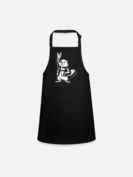 Cool Beaver Rocks Leather Jacket - Children's Apron - black - Front