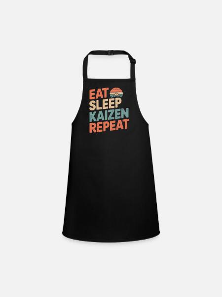Eat Sleep Kaizen Improvement Repeat - Children's Apron - black - Front