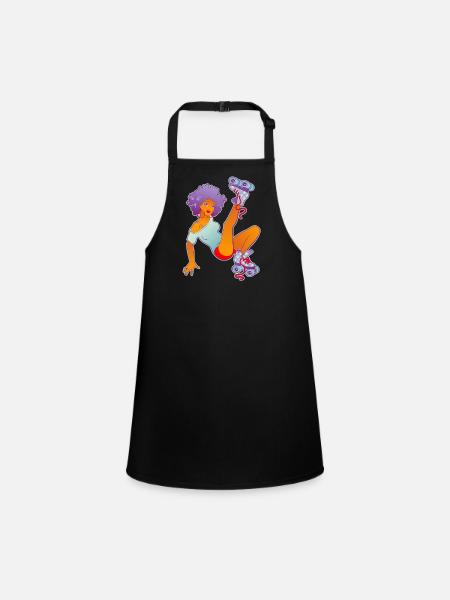 Roller Derby Girl - Children's Apron - black - Front