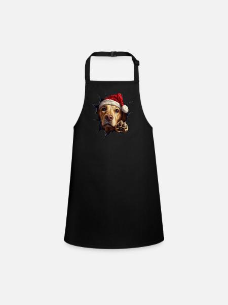 Hundebesitzer Hunde Weihnachten Weihnachts Hund - Schürze für Kinder - Schwarz - Vorne