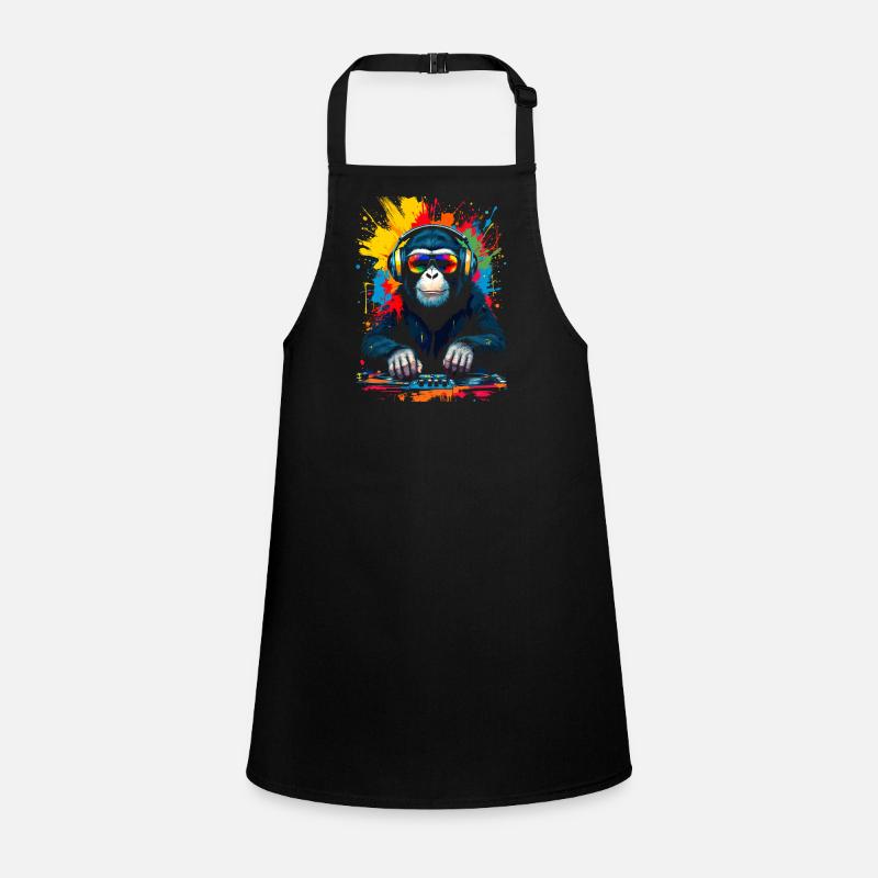 Affe als DJ, Turntable, Disco Discjockey EDM Party Schürze für Kinder