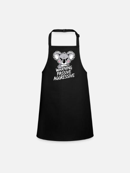 Avertissement Passive Agressif Koala Humour - Tablier Enfant - noir - Devant