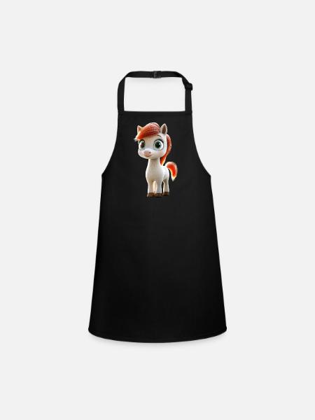 Pony Riding Pony Foal Rider Ponies Riding Pony Farm - Children's Apron - black - Front
