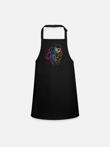 American Footballer Line Drawing - Children's Apron - black - Front