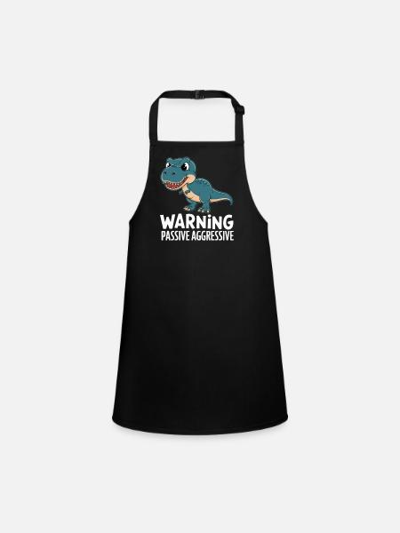 Attention Passif Agressif Dino Humour - Tablier Enfant - noir - Devant