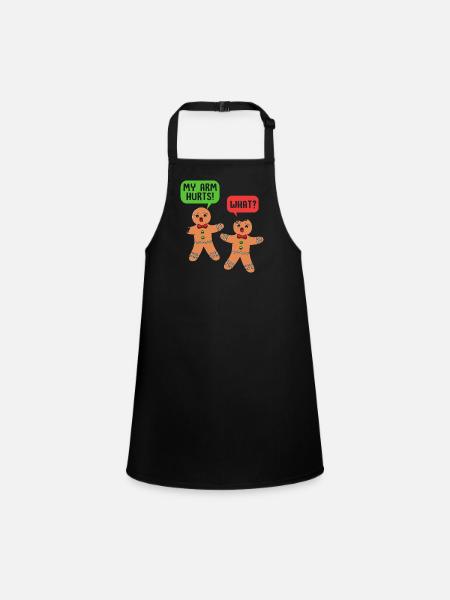 Gingerbread Man Gingerbread Heart Gingerbread Snacking - Children's Apron - black - Front
