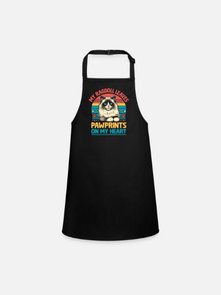 My Ragdoll Leaves Pawprints On My Heart Ragdolls C - Children's Apron - black - Front