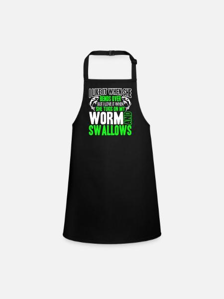 Fishing I Like It When She Bends Over - Children's Apron - black - Front