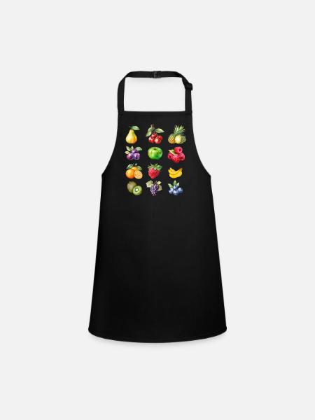 J’adore les fruits. Manger sainement, c’est mon alimentation - Tablier Enfant - noir - Devant