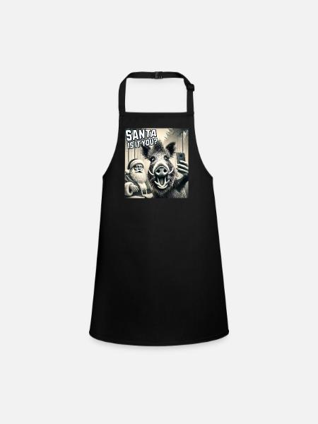 Cats Selfie Santa Selfie Christmas - Children's Apron - black - Front