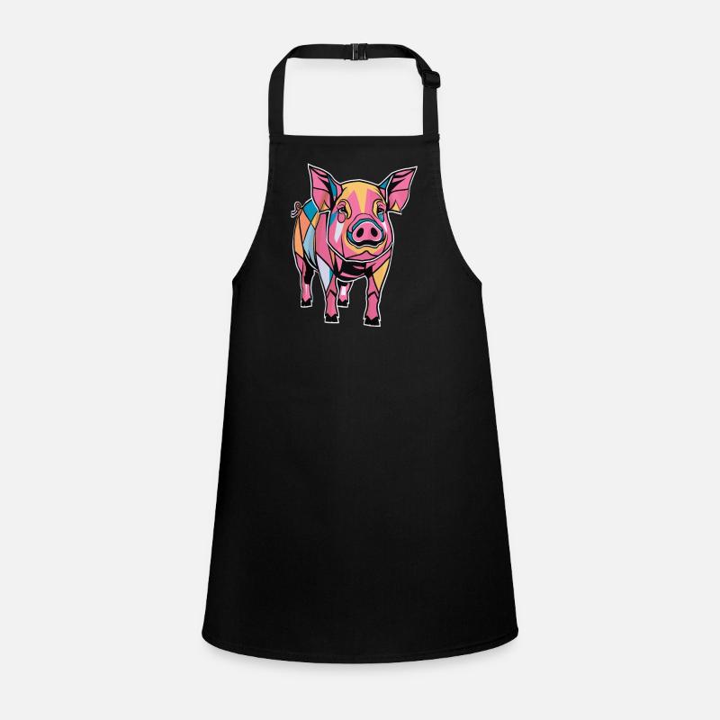 Graphique géométrique coloré de cochon de ferme Tablier Enfant