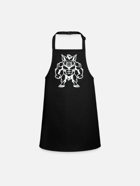 Wild Boar Comic - Children's Apron - black - Front