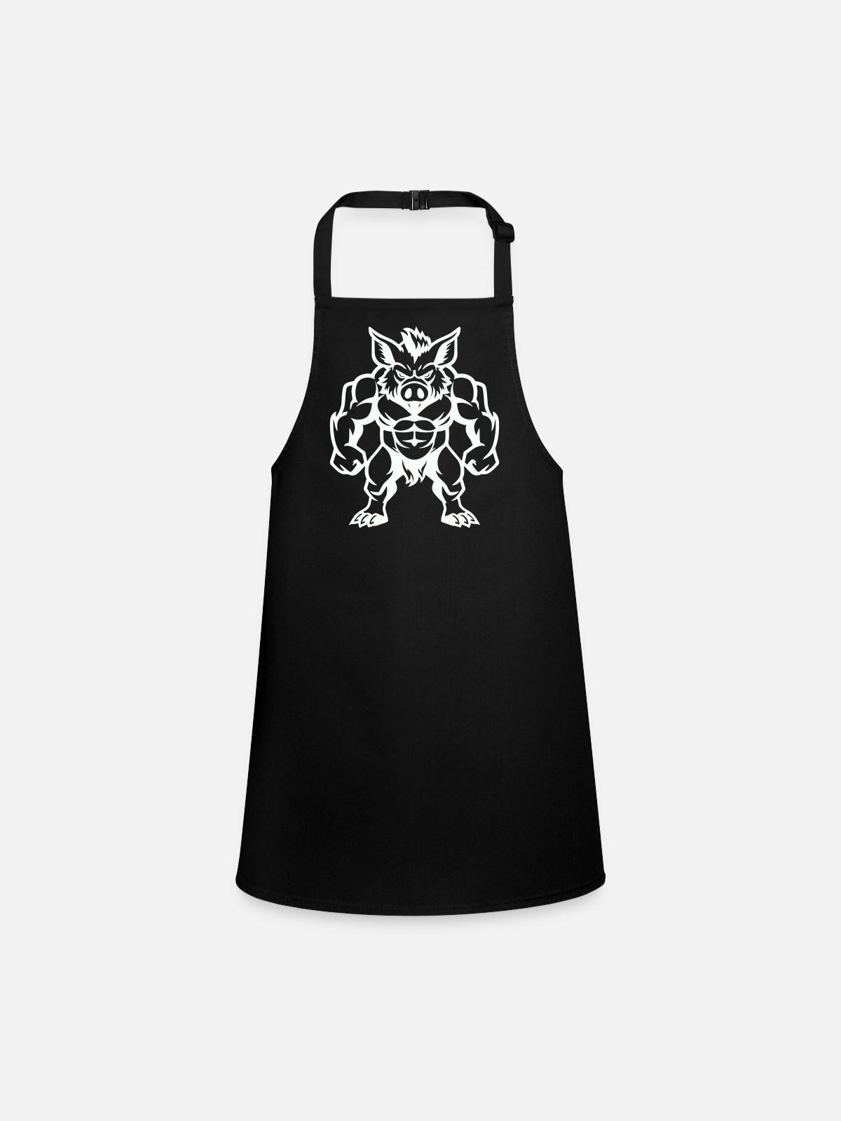 Wild Boar Comic - Children's Apron - black - Front