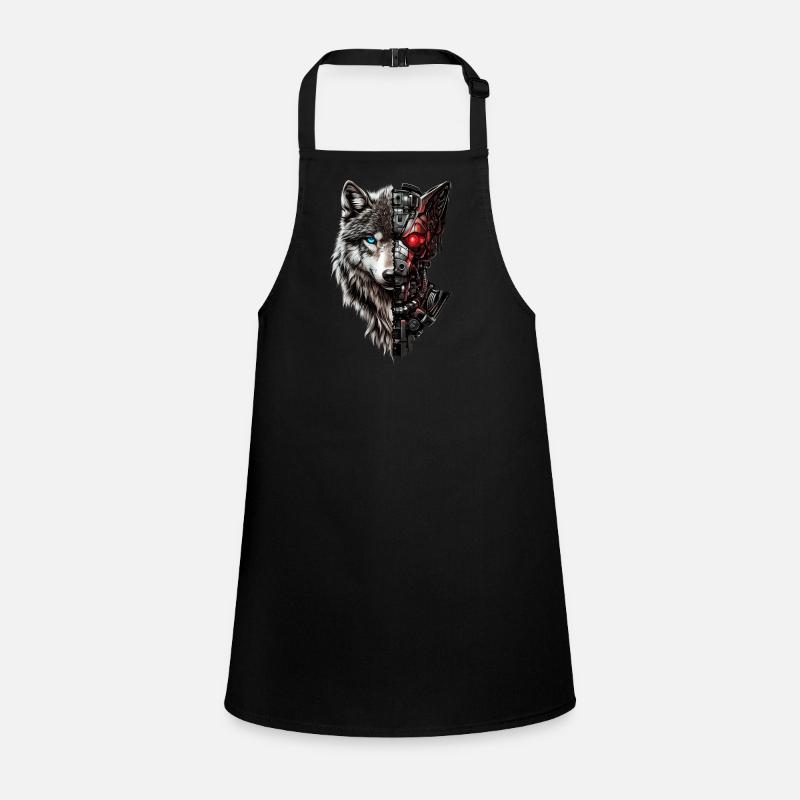 Lustiger Roboter Kunst Wolf Cyborg Tier AI Wolf Schürze für Kinder