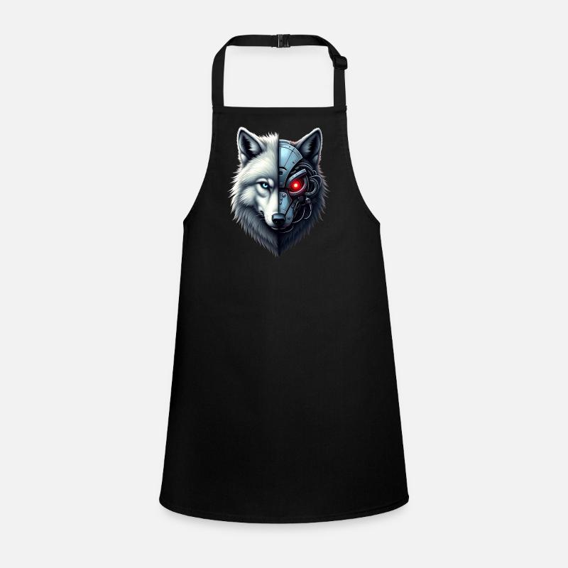 Lustiger Roboter Kunst Wolf Cyborg Tier AI Wolf Schürze für Kinder