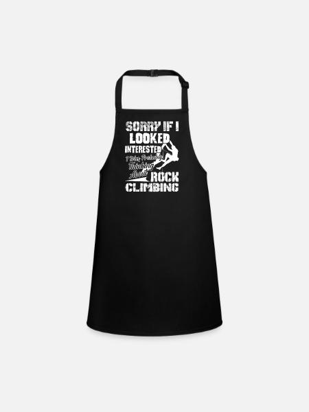 Rock Climbing Thinking About Rock Climbing - Children's Apron - black - Front